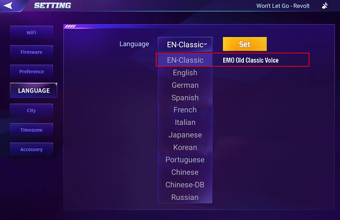 EMO FIRMWARE v3.0.0 LANGUAGE