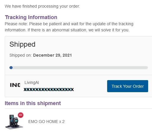 Shipped on December 29, 2021x